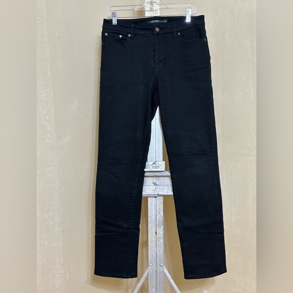 Lauren Ralph Lauren Modern Straight Curvy Black Denim Jeans Sz 10 - Picture 1 of 8